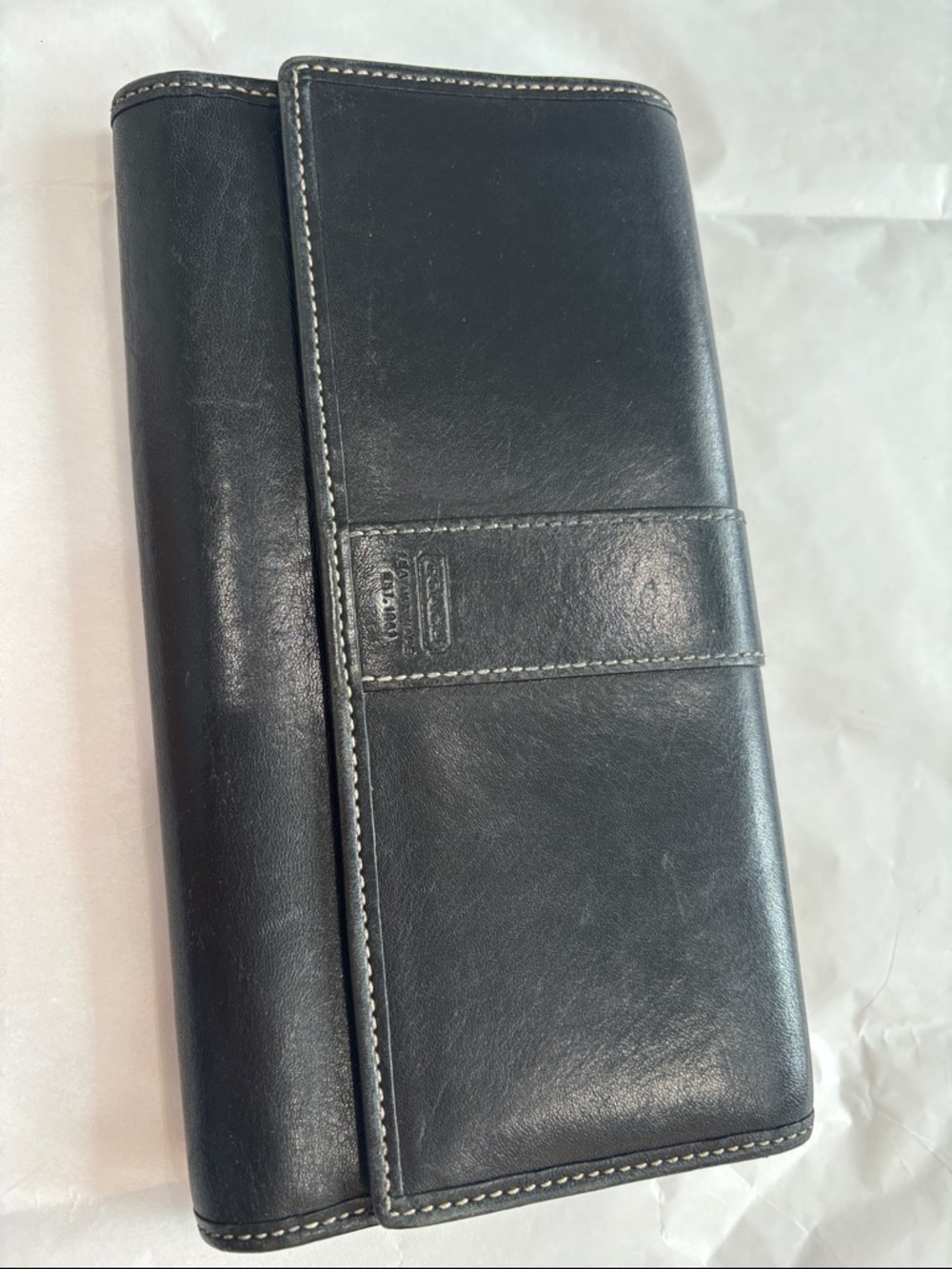 Coach Black Leather Trifold Wallet